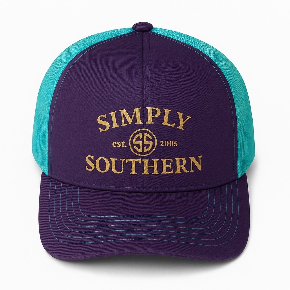 Simply Southern Trucker Hat – Purple & Teal Mesh Snapback